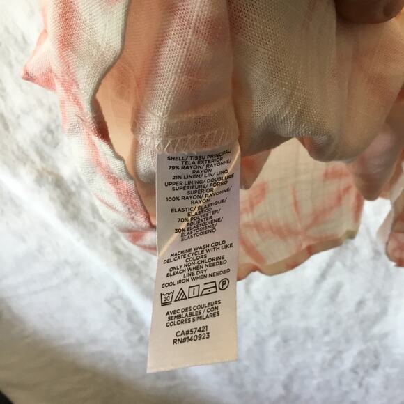 Loft Coral Cream Star Tie Dye Peplum Cami - Picture 6 of 13